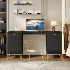 Tribesigns 59'' Modern Computer Desk with File Drawers, Simple Work Desk with Storage for Home Office