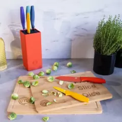 MasterChef 7pc Block Kitchen Knife Set with Nonstick Coated and Knife Holder Vivid Color Collection: Colorful Knives & Holder