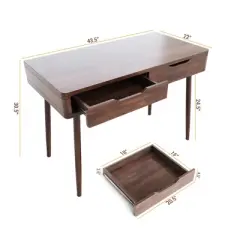 Costway Mid-Century Computer Desk Study Workstation Study Laptop Table 2 Drawers