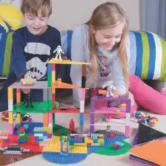 Strictly Briks Toy Building Block - Classic Stackable Half Circle, Triangle, Square Baseplates (96-pieces)