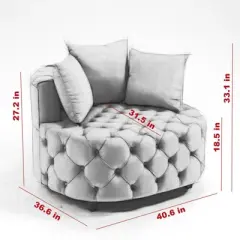 NicBex Couches for Living Room 36.6" Sofa Chair Accent Chair Modern Velvet Upholstered Sofa Couch Classical Barrel Chair with 3 Throw Pillows