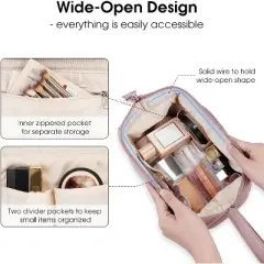 Narwey Large Makeup Bag Women Wide-open Make up Bag Travel Cosmetic Bag