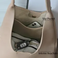 Hobo Bags for Women Soft Vegan Leather Shoulder Handbag Slouchy Tote Purses (Nude)