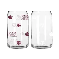 NCAA Texas A&M Aggies 2pk Glass Can - 16oz: Stemless Drinkware, Glass, 2 Pieces