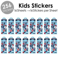 Big Dot of Happiness Railroad Party Crossing - Steam Train Birthday Party Favor Kids Stickers - 16 Sheets - 256 Stickers