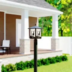 VAXCEL 1 Light Burnished Bronze Rustic Outdoor Tree Post Light White Glass