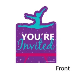 Big Dot of Happiness Tumble, Flip & Twirl - Gymnastics - Shaped Fill-in Invites - Birthday or Gymnast Party Invite Cards with Envelopes - Set of 12