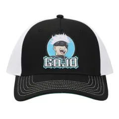 Jujutsu Kaisen Gojo Men's Black & White Baseball Cap With Light Blue Underbill