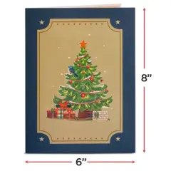 Paper Love 3D Christmas Tree Wagon Pop Up Christmas Card, 100% Recycled and Eco-Friendly, 8" x 6" Cover - With Note Tag