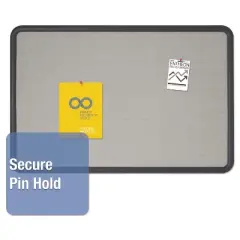 Quartet Contour Fabric Bulletin Board 36 x 24 Gray Surface Black Plastic Frame 7693G