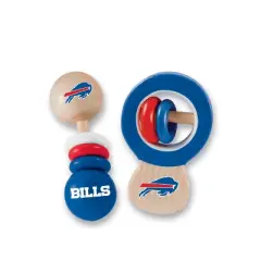 BabyFanatic Wood Rattle 2 Pack - NFL Buffalo Bills Baby Toy Set