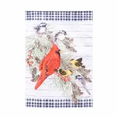 Evergreen Bird Friends Moire Garden Flag 12 x 18 Inches Indoor Outdoor Decor