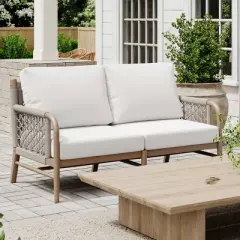 Nathan James Luciano Outdoor Loveseat Linen White
