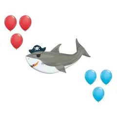 LOONBALLOON 41 Inch Ahoy Shark Balloon Medium Shape Set (6x latex)