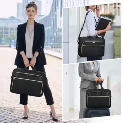 Laptop Bag 17.3 Inch Laptop Briefcase for Women Men Waterproof Shoulder Messenger Bag Large Computer Bag for Business Office Work College, Black