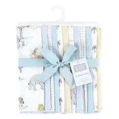 Hudson Baby Infant Boy Cotton Flannel Burp Cloths Bundle, Boy Safari World, One Size