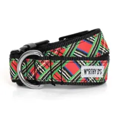 The Worthy Dog Lurex Plaid Dog Collar