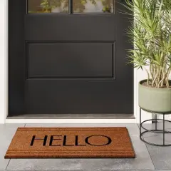 1'6"x2'6" 'Hello' Stripe Border Coir Doormat Natural - Threshold&trade;