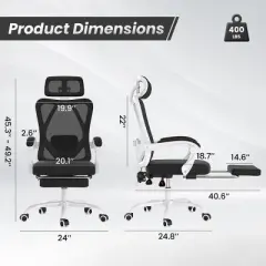 GlasFlength Task and Office Chairs with Support Armrest，Ergonomic, Adjustable，Computer Chair and Gaming Chair, Black, 24"*24.8"*45"