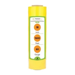 PSBM 4 Rolls Dark Yellow 18" x 1500 Ft. 80 Gauge Cast Hand Pallet Stretch Wrap