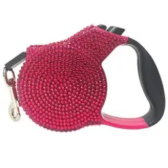 Parisian Pet 'Crystal Retractable Leash Dark Pink' for Dogs & Cats &ndash; Durable, Stylish 16-Foot Leash with Ergonomic Handle