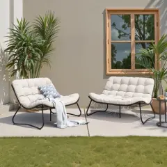 Crestlive Products Outdoor Loveseat 2 Seater , All-Weather Boho Rattan Outdoor Couch with Soft Cushion for Balcony, Poolside, Backyard, Porch