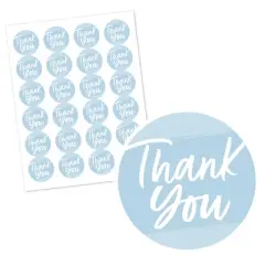 Big Dot of Happiness Dusty Blue Elegantly Simple - Guest Party Favors Circle Sticker Labels - 24 Count