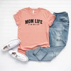 Simply Sage Market Women's Varsity Mom Life Short Sleeve Graphic Tee