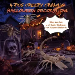Yescom 2 Pcs Spider and 2 Pcs Scorpion Skeletons Halloween Decor Waterproof Plastic Yard Props 2025