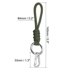 Unique Bargains Braided Wrist Strap Key Whistle Wallet Badge Lanyards 5.5" with Spring O Rings