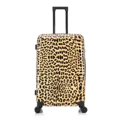 InUSA PRINTS Lightweight Hardside Large Checked Spinner Suitcase - Cheetah