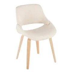 LumiSource Set of 2 Fabrico Dining Chairs Natural/Cream : Upholstered, Wood Frame, Foam Filled, Contemporary Style