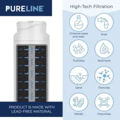 PURELINE Refrigerator Water Filter Replacement for Bosch Ultra Clarity 644845,9000194412, 9000077104, REPLFLTR10 and Miele KWF1000 (3 Pack)