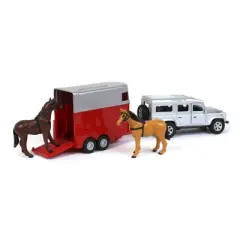 Kids Globe 1/32 Land Rover Defender with Horse Trailer and 2 Horses 521712
