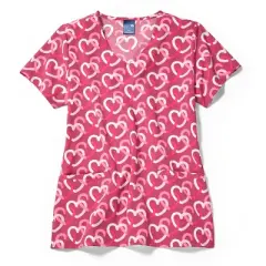 Zoe and Chloe Zoe+Chloe V-Neck Border Print Scrub Top