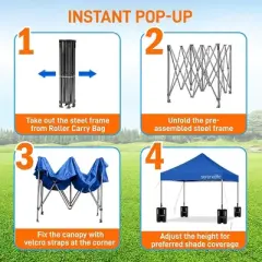 SereneLife Pop-Up Canopy Tent with Adjustable Height