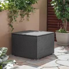 GDFStudio Avianna Outdoor Wicker and Iron Square Storage Box