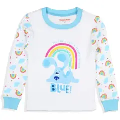Nickelodeon Toddler Girls' Blue's Clues Rainbow Sleep Raglan Pajama Set White