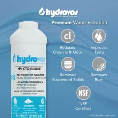 Hydrovos 1/4" NPT Inline Water Filter for Ice Maker, Refrigerator, Reverse Osmosis System, NSF Certified,