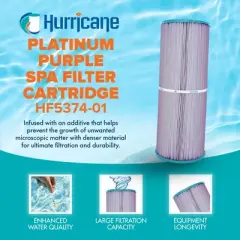 Hurricane 4 Pack HF5374-01P Platinum Purple Spa Filter Cartridge for PLBS75 Unicel C-5374, Filbur FC-2971, Rainbow, Waterway, Leisure Bay