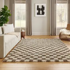 Nuloom Adelaide Mid-Century Checkered Shag Indoor Area Rug