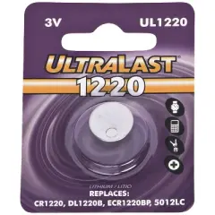 Ultralast&reg; UL1220 CR1220 Lithium Coin Cell Battery in Silver