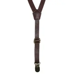CTM Faux Leather Slim Clip-End Suspenders