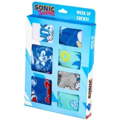 Sonic The Hedgehog Boys Week of Socks Ankle and Crew 7 Pair Gift Box Set Multicoloured