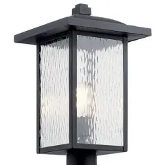 Capanna 18.25 inch 1 Light Post Light with Clear Water Glass in Textured Black