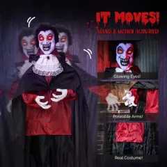 Slickblue 5.7ft Halloween Vampire Yard Decoration with LED Lights, Sound & Interactive Features