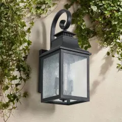 Black Square External Wall Lights Aluminum Light Fixtures Led Outdoor Wall Lights Waterproof Vintage Glass Sconce-The Pop Home