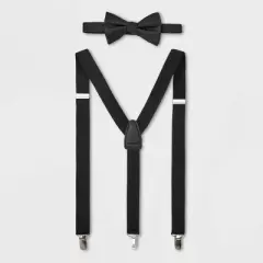 Men's Herringbone Bow Tie Suspender Set 2pc - Goodfellow & Co&trade; Black One Size Fits Most