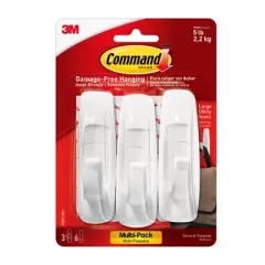 3M&reg; Command&trade; Large Utility Hooks Multi-Pack, 3 Per Pack, 3 Packs