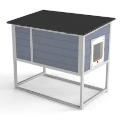 FURNIinspire Pet Crates And Houses High-Leg Cat House Easy Assembly, Cleaning And Stylish Design for Outdoor Use, Grey, 35.40"*21.60"*32.30"